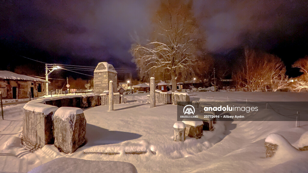 Aizanoi Antik Kenti beyaza büründü