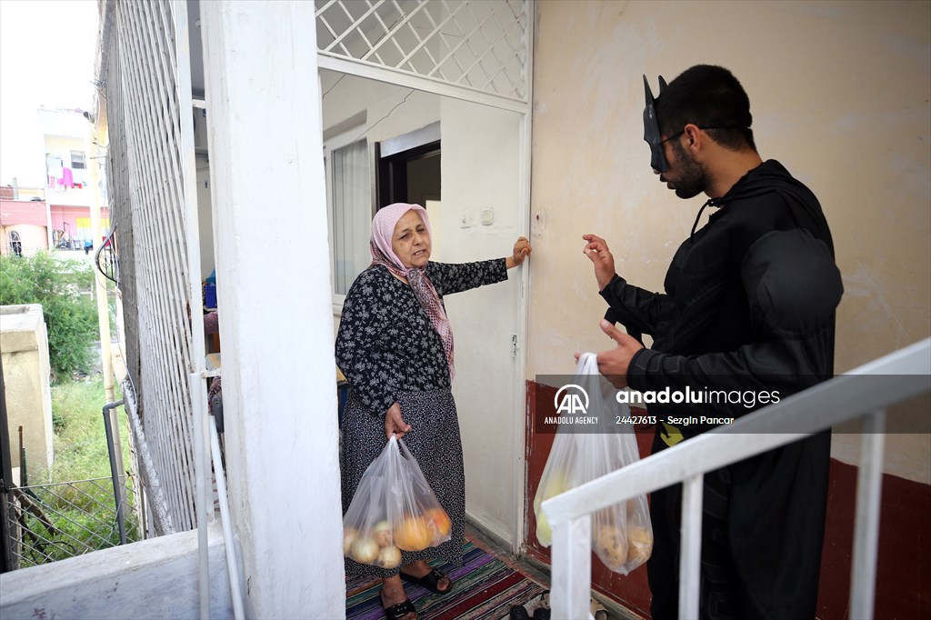 "Batman" costumed taxi driver in Turkey's Mersin