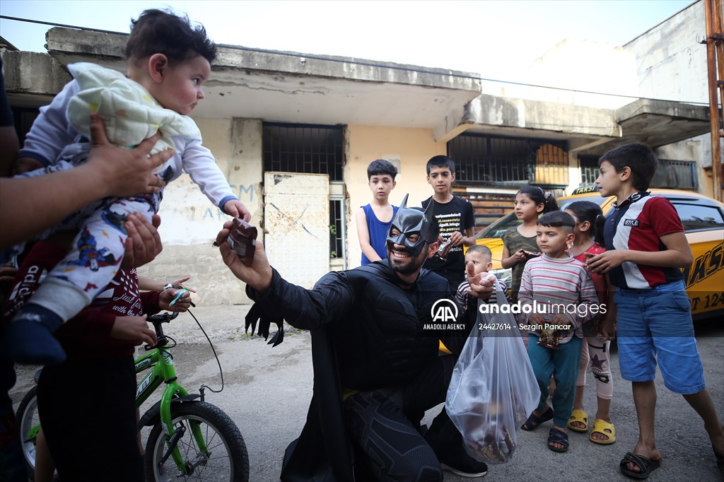 "Batman" costumed taxi driver in Turkey's Mersin