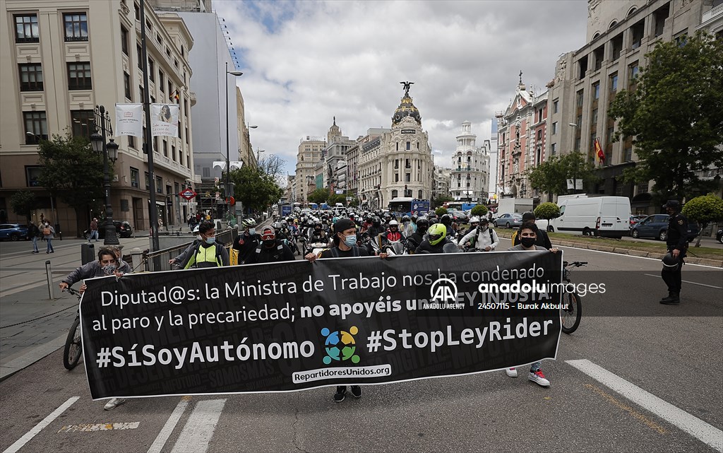 Riders protest against new law that regulates delivery riders