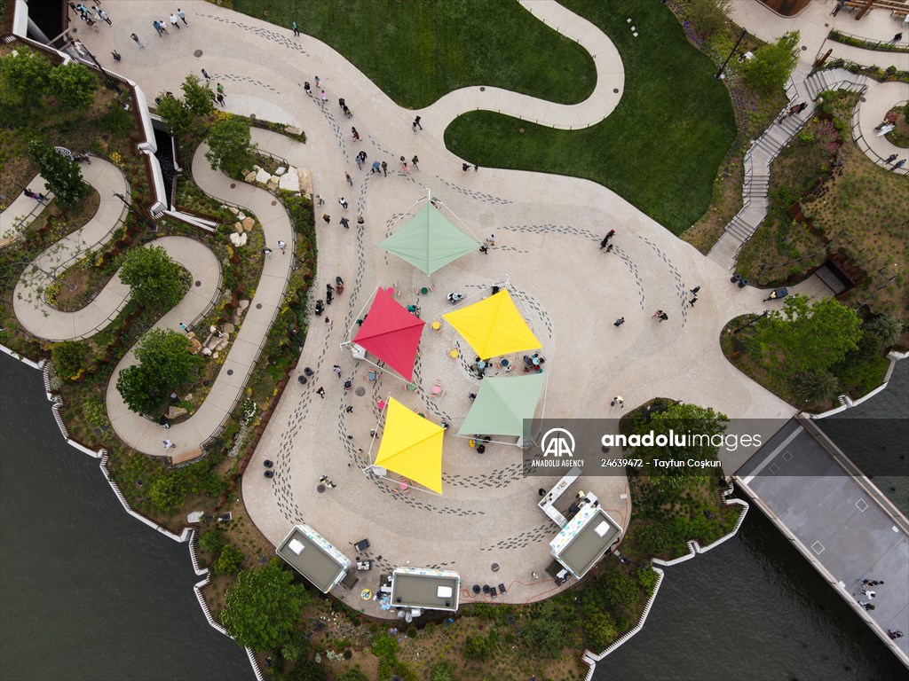 Aerial view of the Little Island in NYC