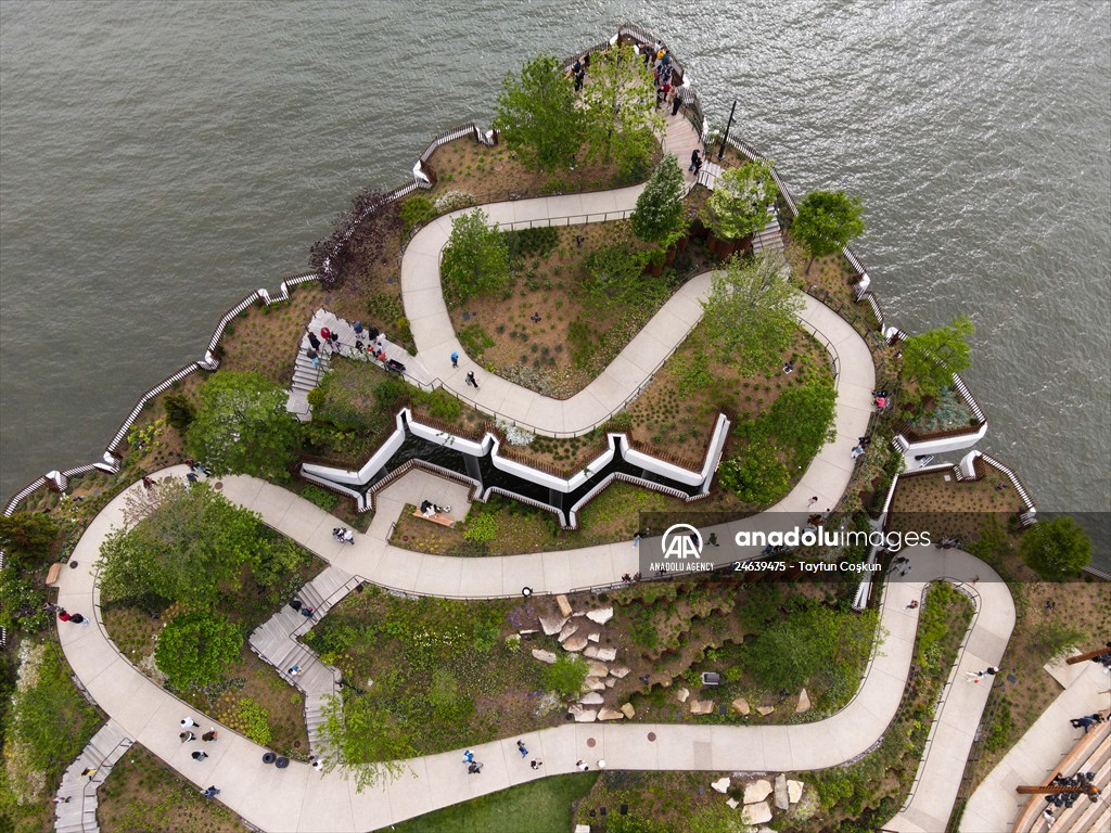 Aerial view of the Little Island in NYC