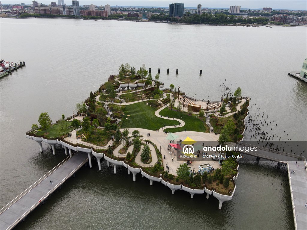 Aerial view of the Little Island in NYC