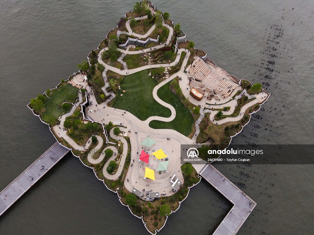 Aerial view of the Little Island in NYC