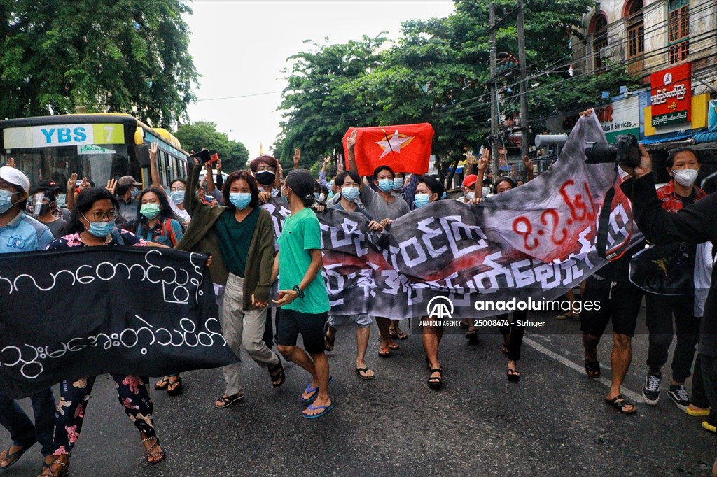 Protest against the military coup and anniversary of 1962 student protests in Myanmar