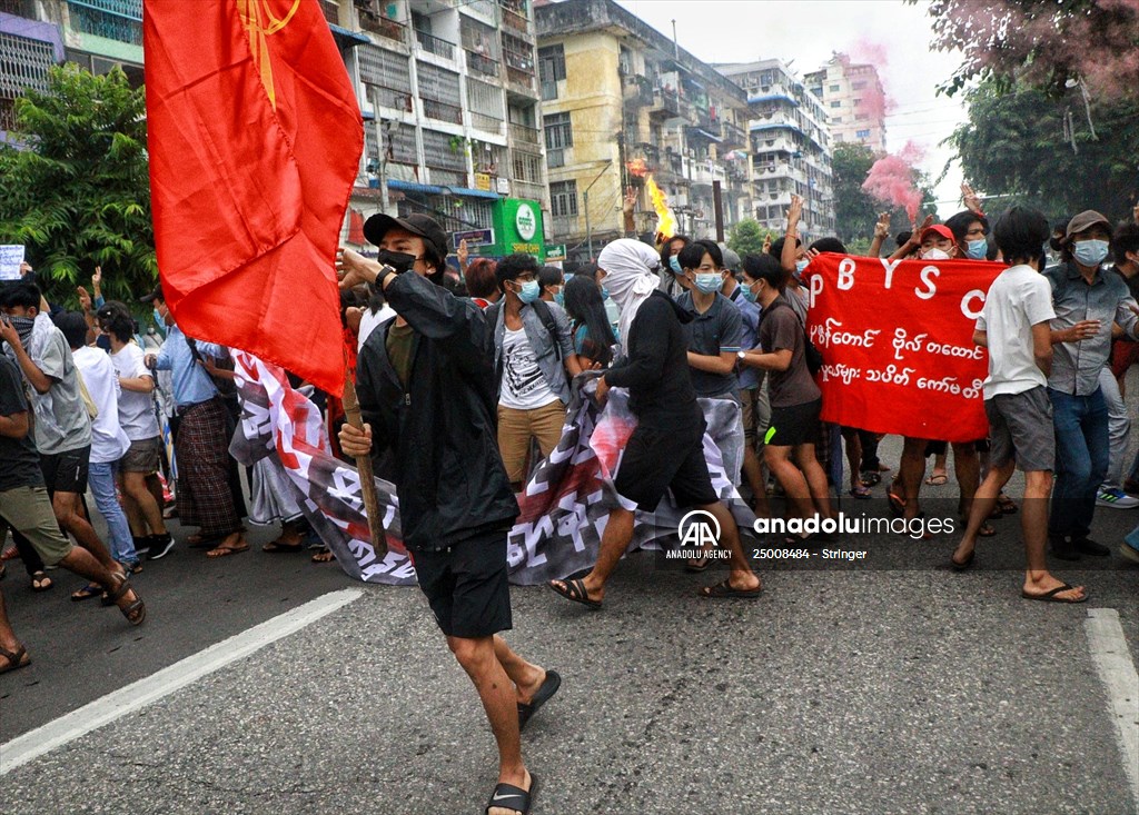 Protest against the military coup and anniversary of 1962 student protests in Myanmar