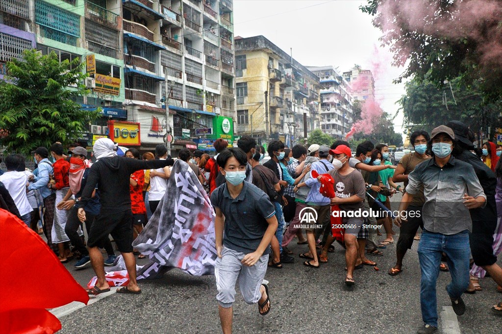Protest against the military coup and anniversary of 1962 student protests in Myanmar
