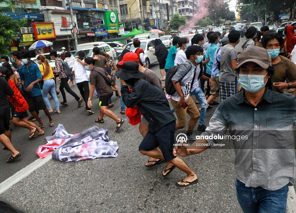 Protest against the military coup and anniversary of 1962 student protests in Myanmar