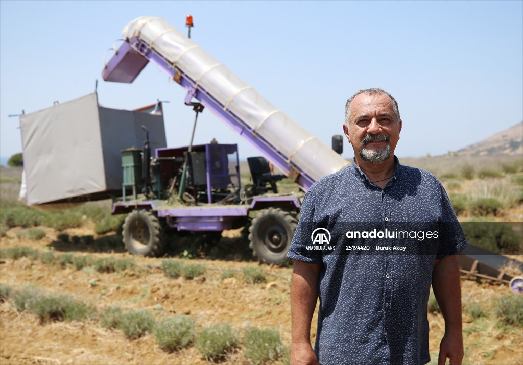 Lavanta hasadı için işçi bulmakta zorlanan hekim, hasat makinesi geliştirdi