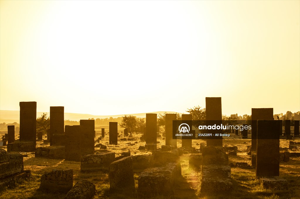 Tombstones at Ahlat Seljuk Square Cemetery in Turkey's Bitlis
