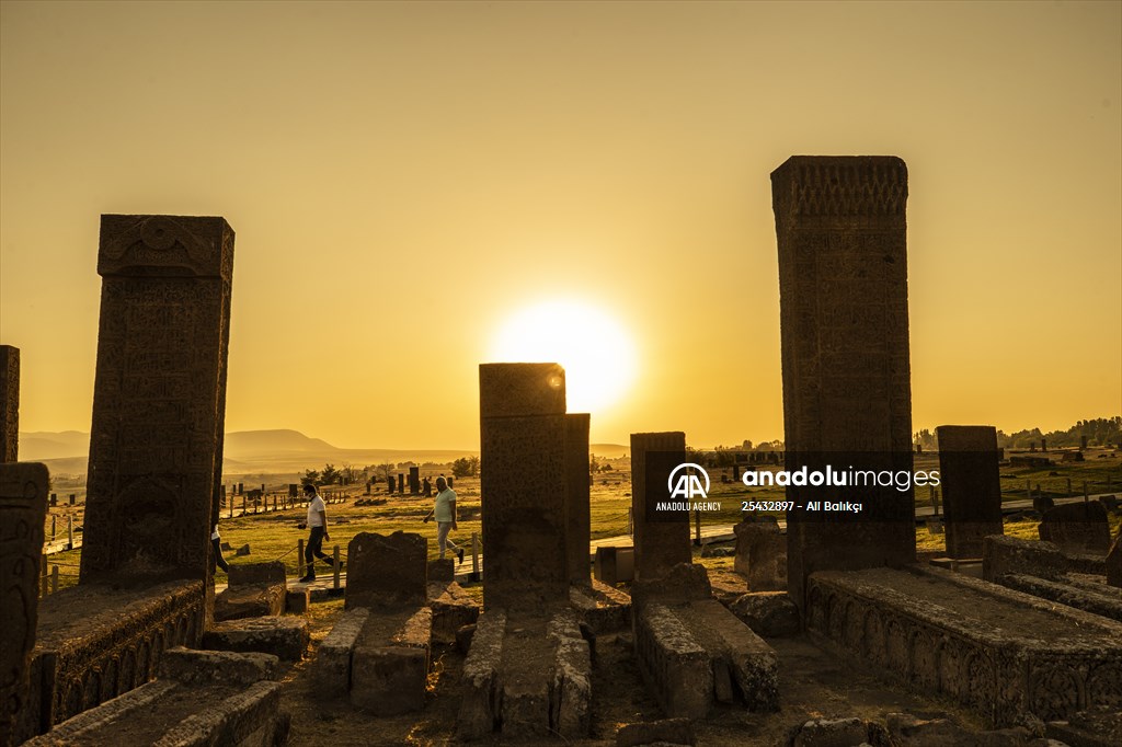Tombstones at Ahlat Seljuk Square Cemetery in Turkey's Bitlis