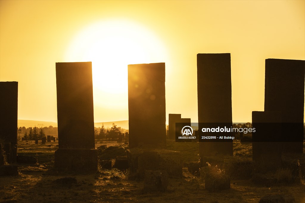 Tombstones at Ahlat Seljuk Square Cemetery in Turkey's Bitlis