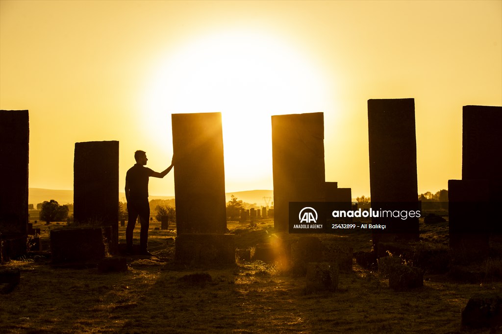 Tombstones at Ahlat Seljuk Square Cemetery in Turkey's Bitlis