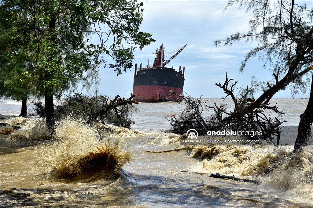 Coastal erosion on Anwara Beach in Bangladesh