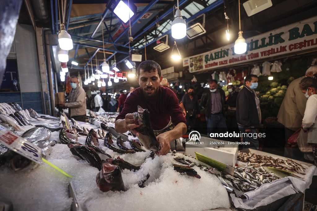 Fish market in Ankara after the beginning of fishing season