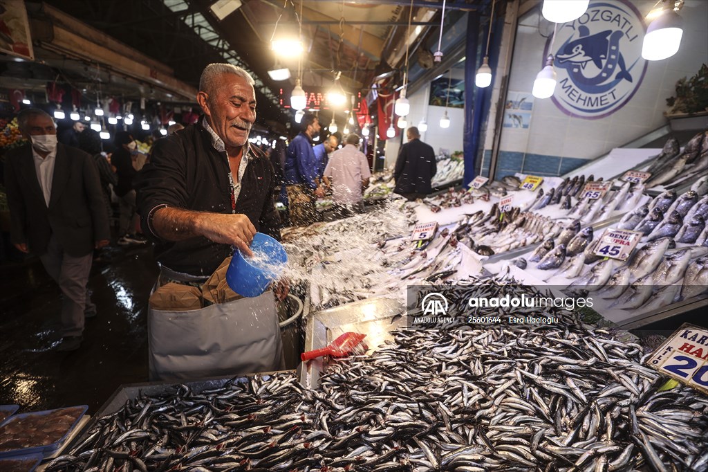 Fish market in Ankara after the beginning of fishing season
