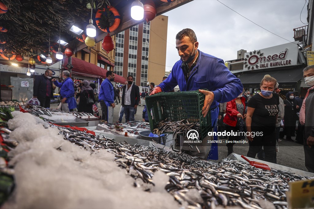 Fish market in Ankara after the beginning of fishing season