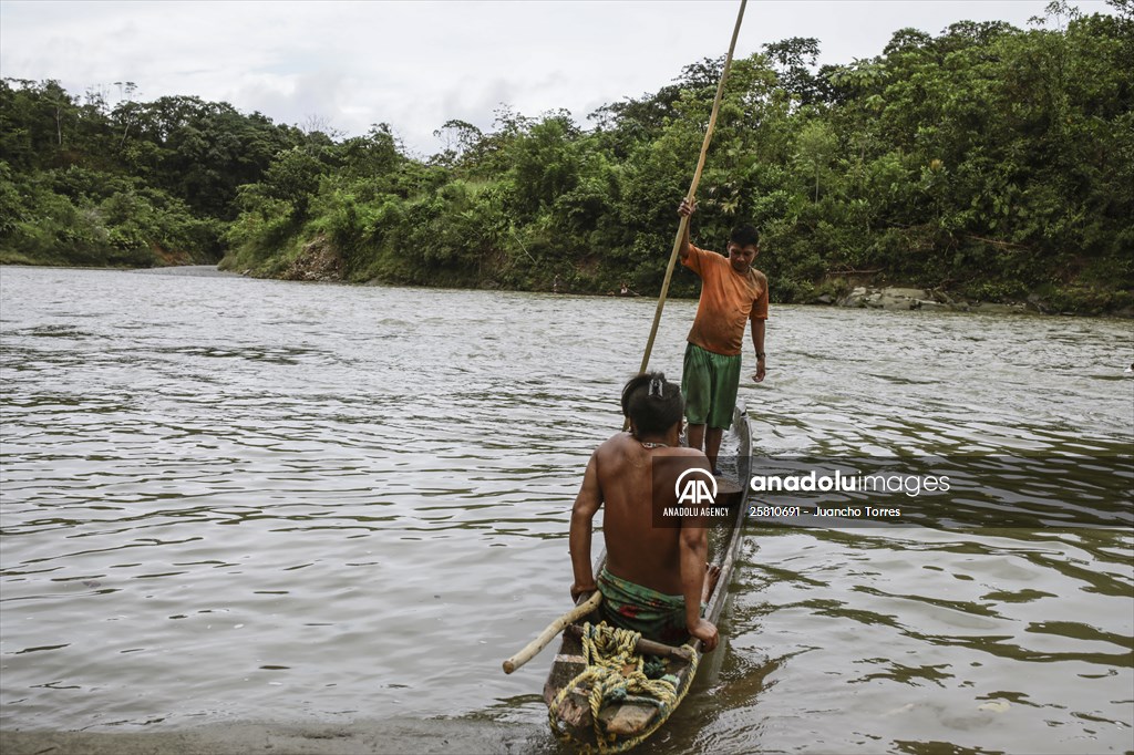 Colombia: Embera Dobida indigenous daily life at the jungle in Choco department