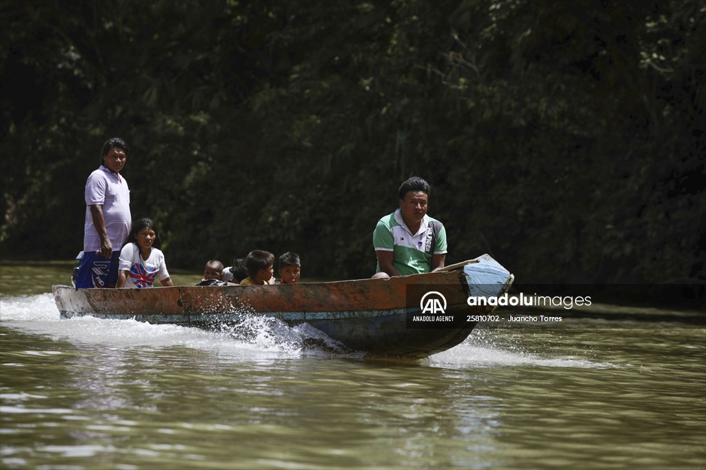 Colombia: Embera Dobida indigenous daily life at the jungle in Choco department