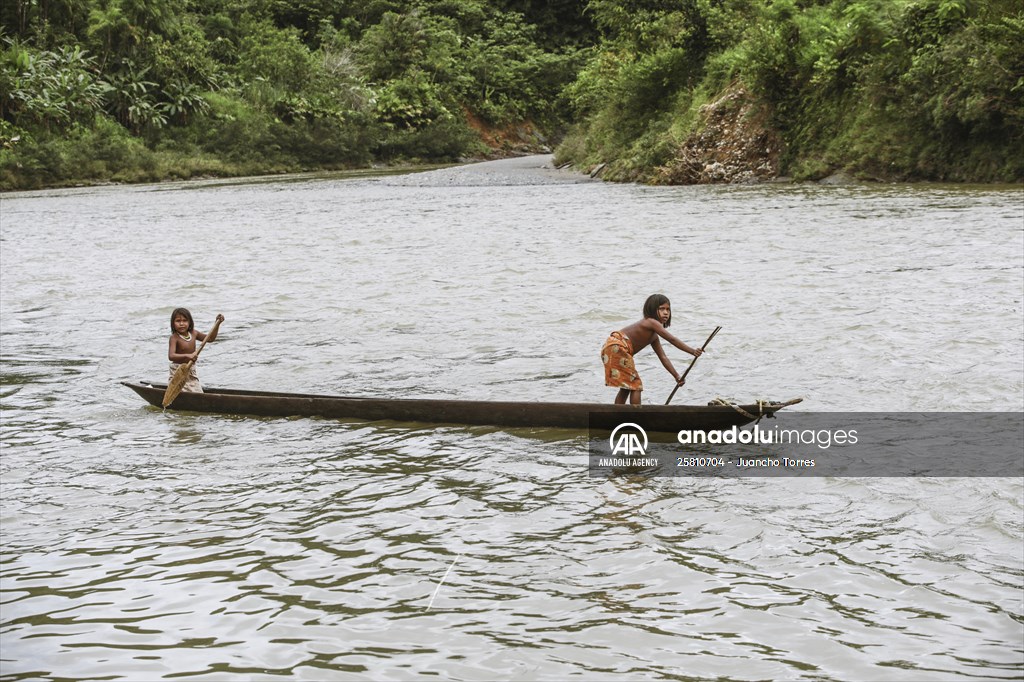 Colombia: Embera Dobida indigenous daily life at the jungle in Choco department