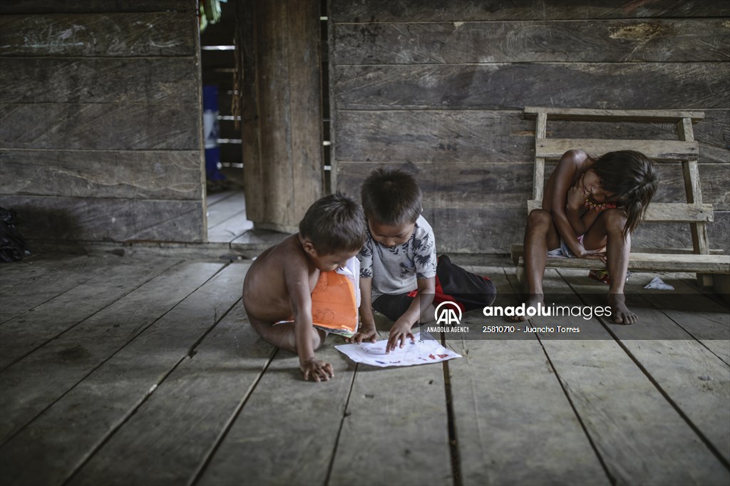 Colombia: Embera Dobida indigenous daily life at the jungle in Choco department