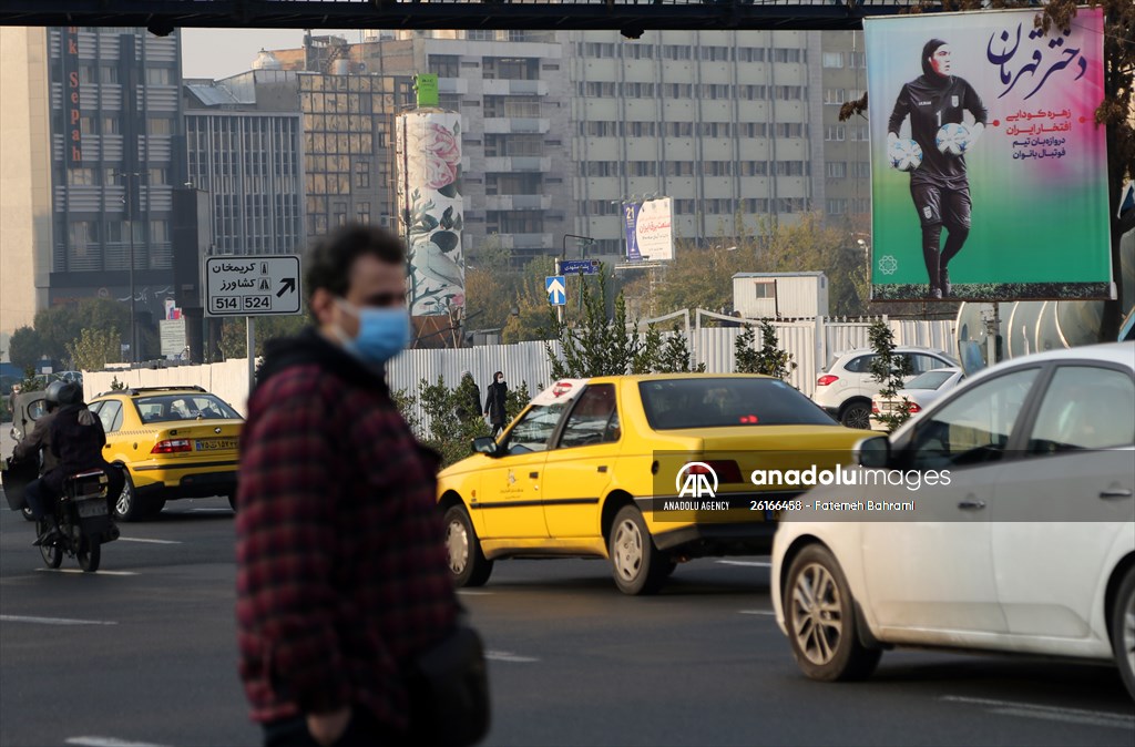 Posters of Iranian goalkeeper Zohreh Koudaei in Tehran