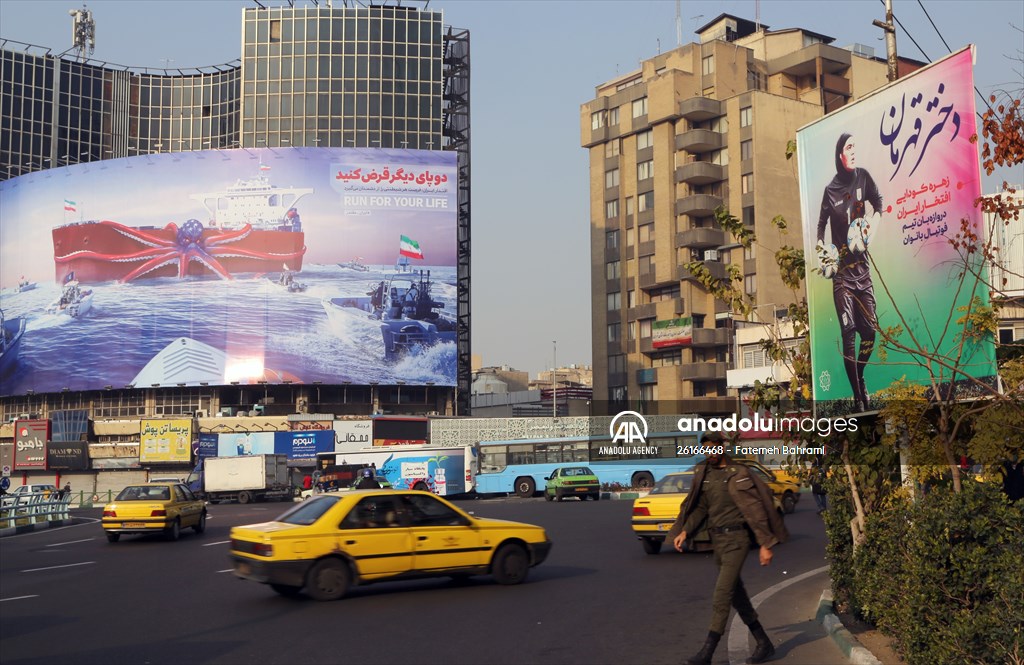 Posters of Iranian goalkeeper Zohreh Koudaei in Tehran