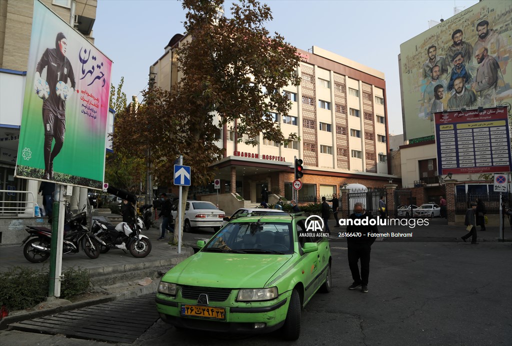 Posters of Iranian goalkeeper Zohreh Koudaei in Tehran