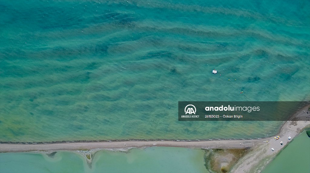 Under water areas turned into land after withdrawal of water in Lake Van