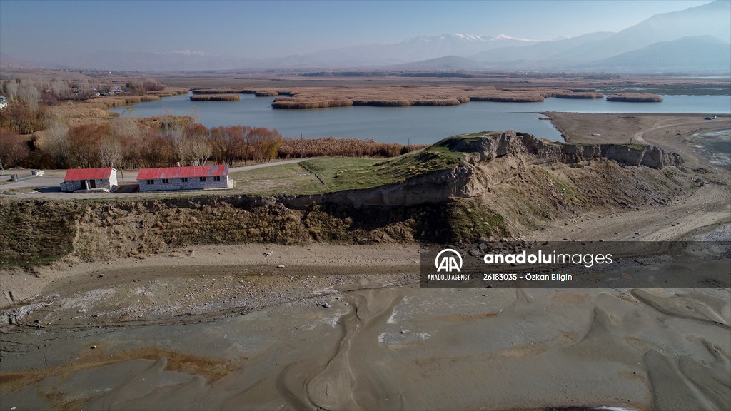 Under water areas turned into land after withdrawal of water in Lake Van