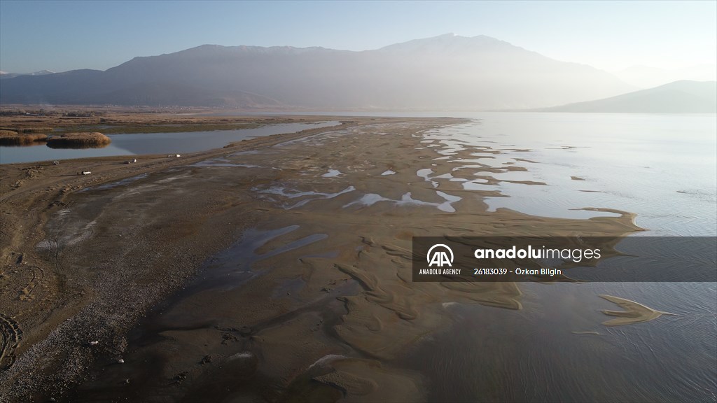 Under water areas turned into land after withdrawal of water in Lake Van