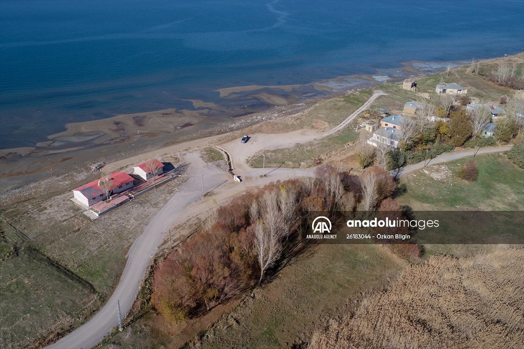 Under water areas turned into land after withdrawal of water in Lake Van