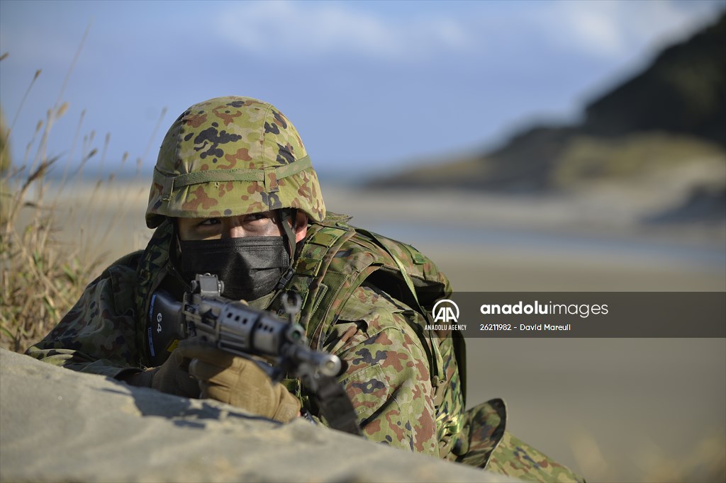 Japan's Self-Defense Forces conduct an amphibious operation in the south of Japan