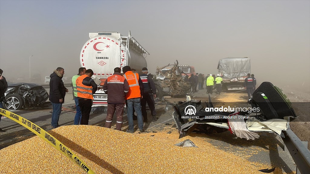 Multiple-vehicle collision due to sandstorm in Turkey's Konya