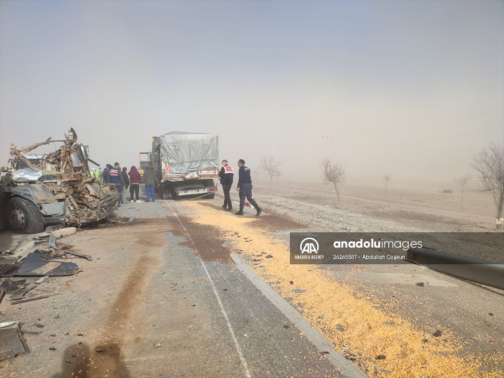 Multiple-vehicle collision due to sandstorm in Turkey's Konya