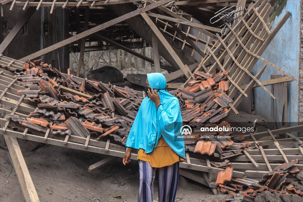 Houses damaged after Mount Semeru eruption in Indonesia