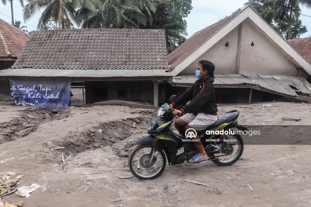 Houses damaged after Mount Semeru eruption in Indonesia