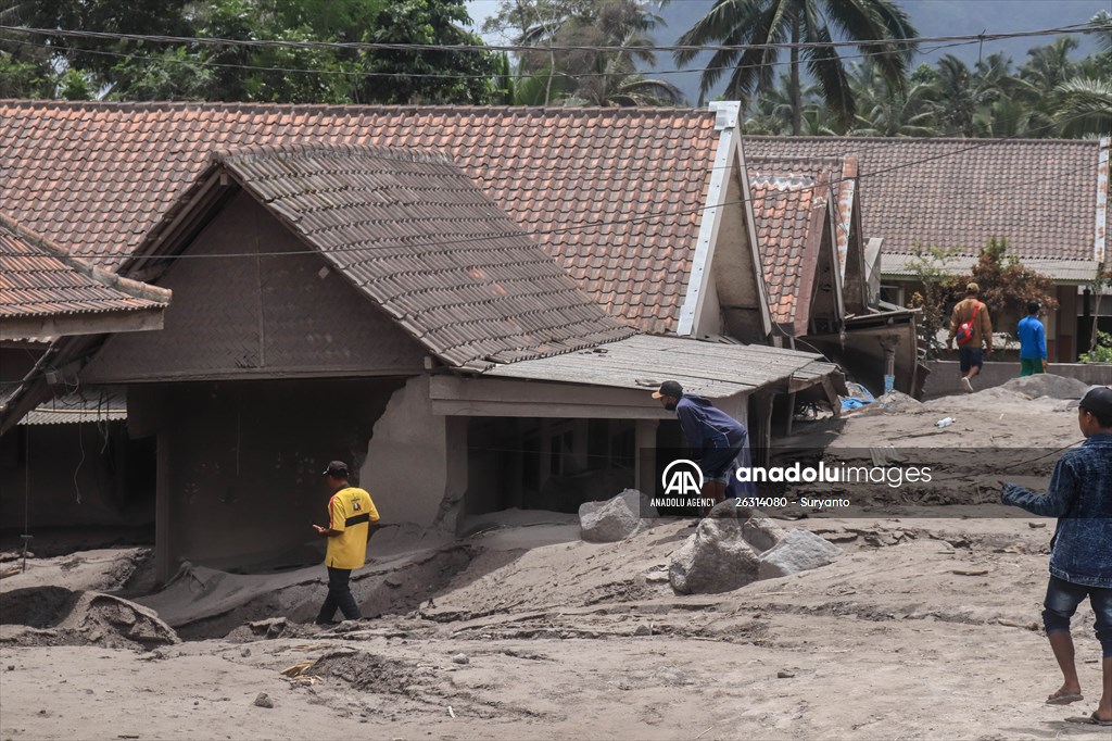 Houses damaged after Mount Semeru eruption in Indonesia