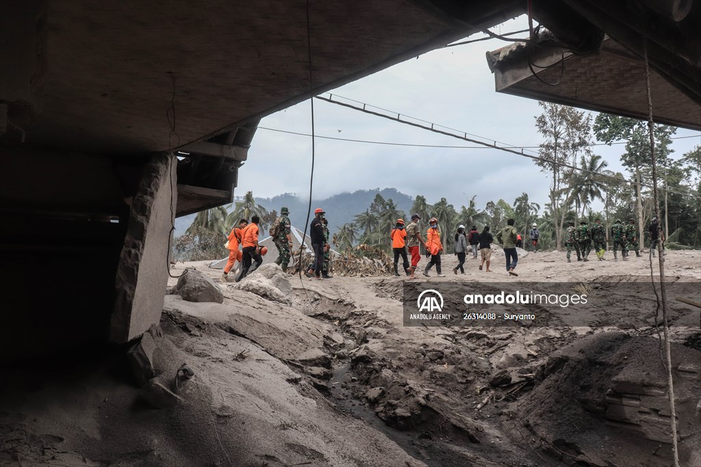 Houses damaged after Mount Semeru eruption in Indonesia