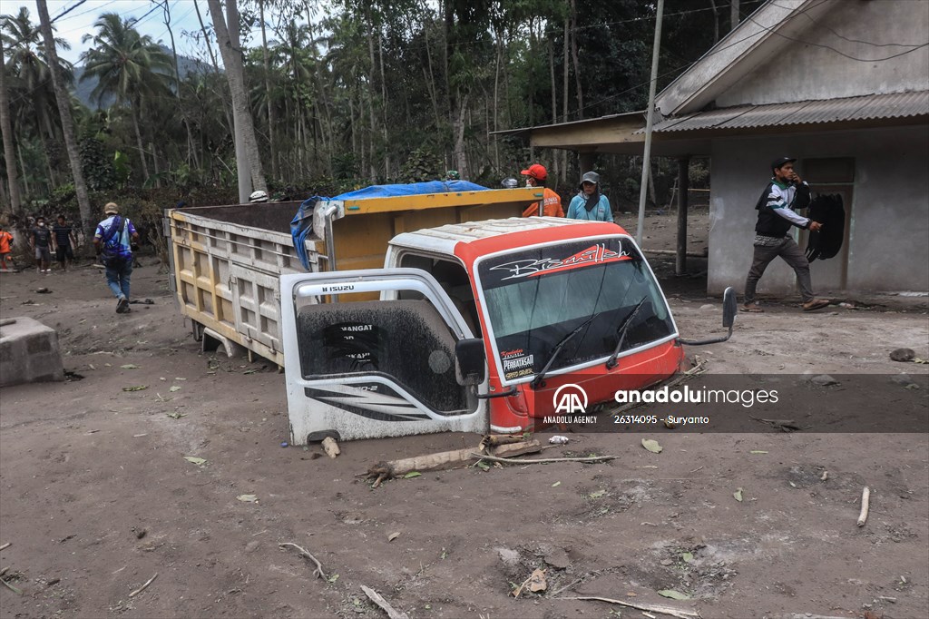 Houses damaged after Mount Semeru eruption in Indonesia