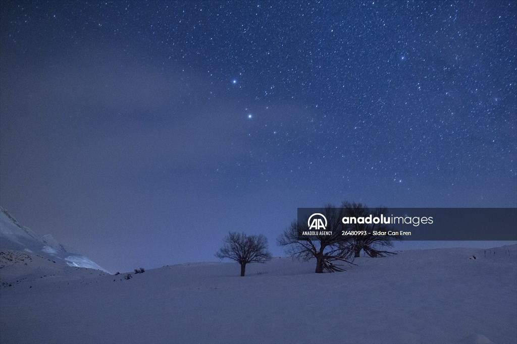 Ovacik district of Turkey's Tunceli at night
