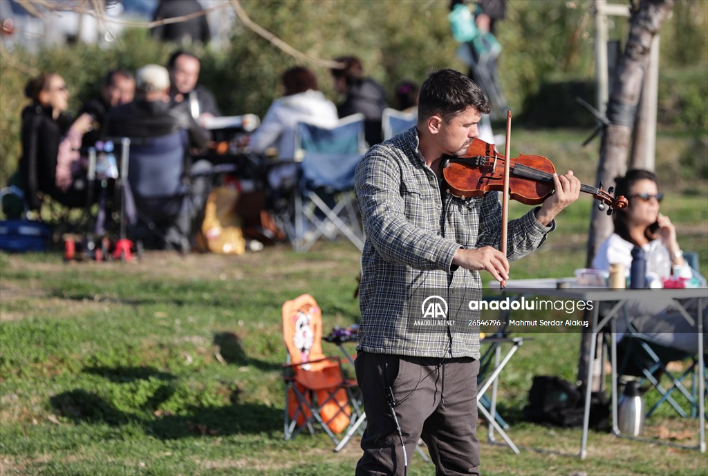 People enjoy sunny winter day in Izmir