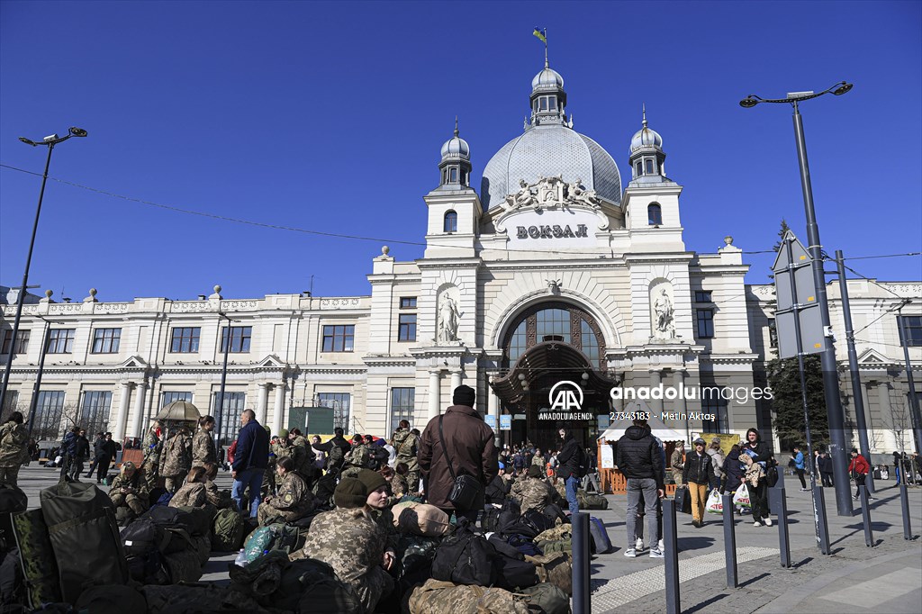 Ukrainian female soldiers heading to the frontline from Lviv