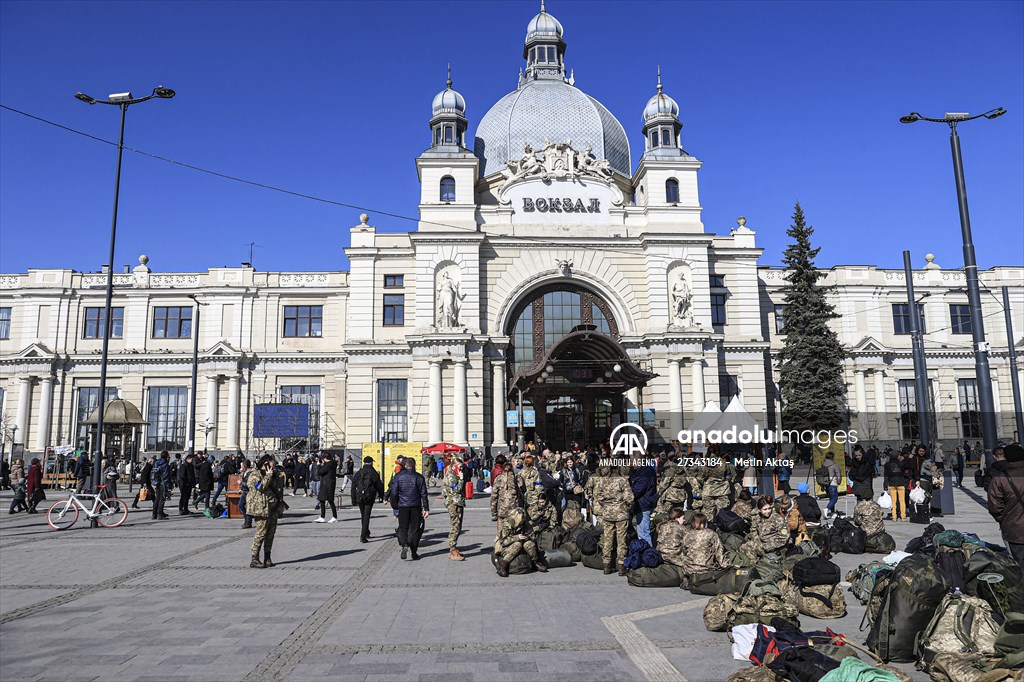 Ukrainian female soldiers heading to the frontline from Lviv