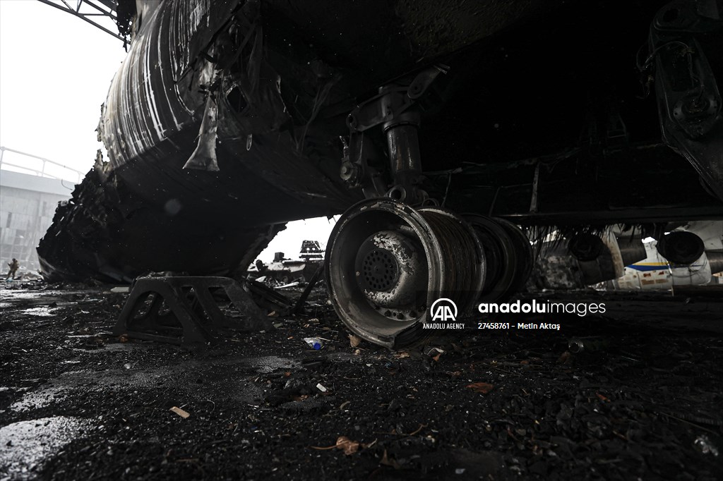 The wreckage of the Antonov An-225 in Ukraine