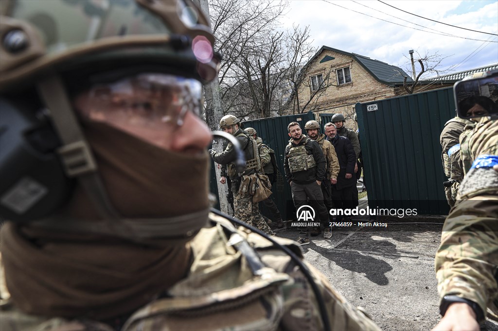 Ukrainian President Volodymyr Zelenskyy visits Bucha