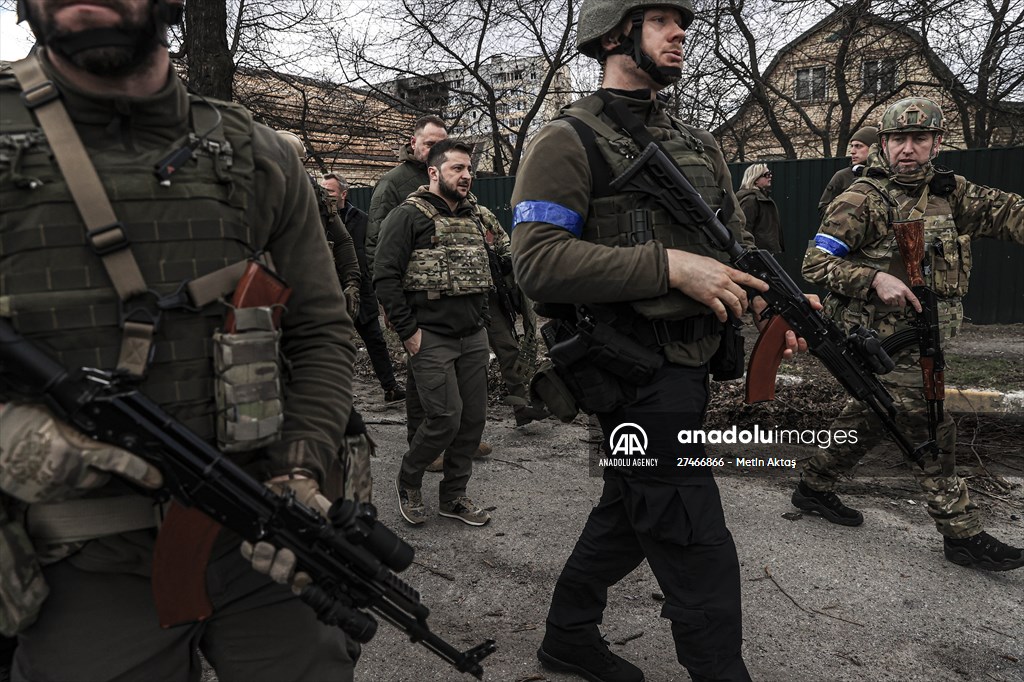 Ukrainian President Volodymyr Zelenskyy visits Bucha