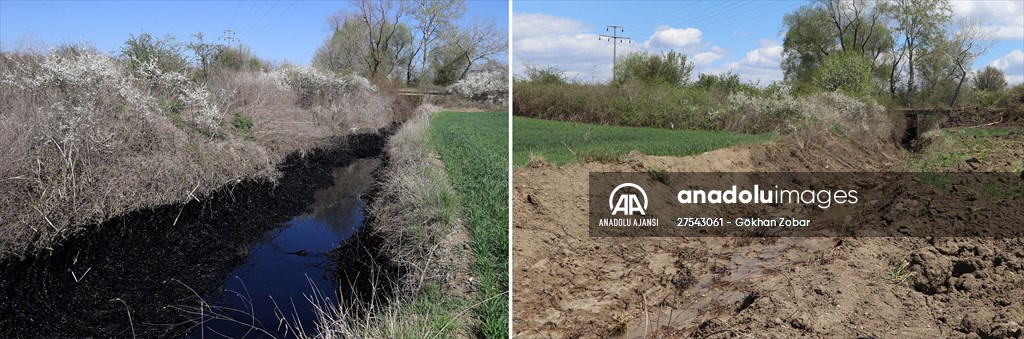 Edirne'de deposundan tarım arazilerine zift yayılan şirketin faaliyetleri durduruldu