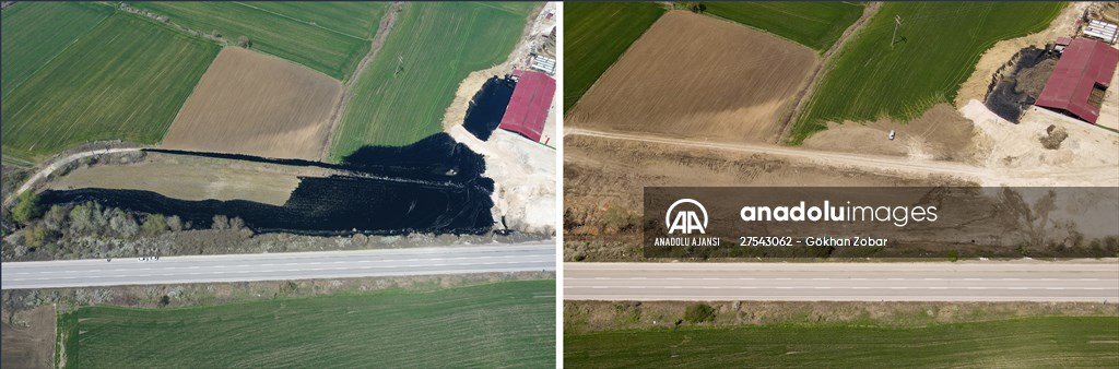 Edirne'de deposundan tarım arazilerine zift yayılan şirketin faaliyetleri durduruldu