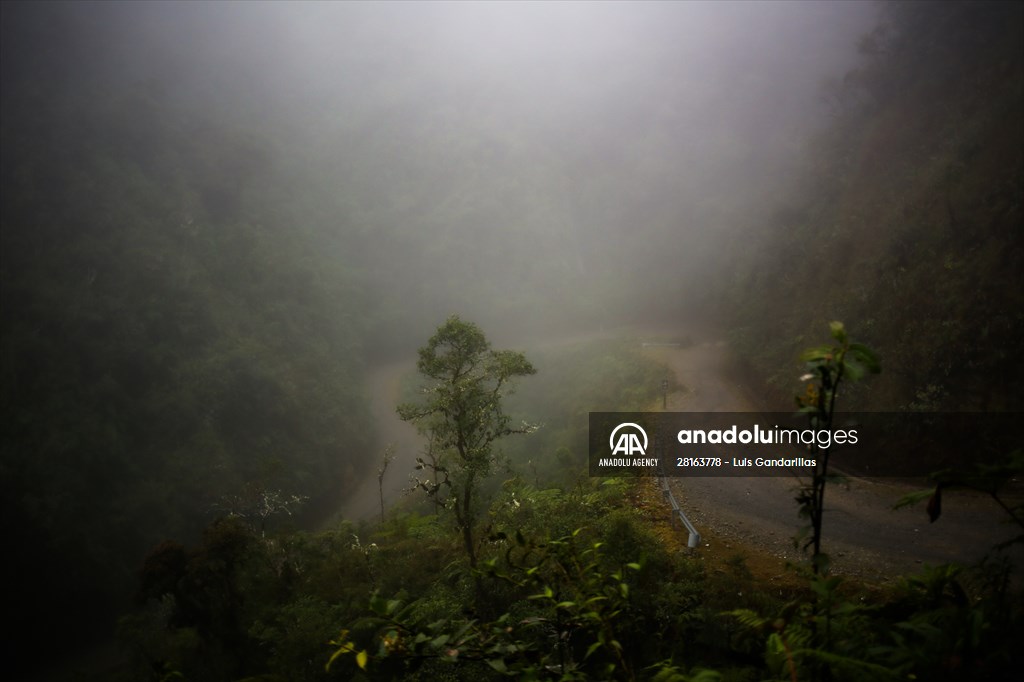 Descent from the summit towards the road to Los Yungas and the Death Road in La Paz